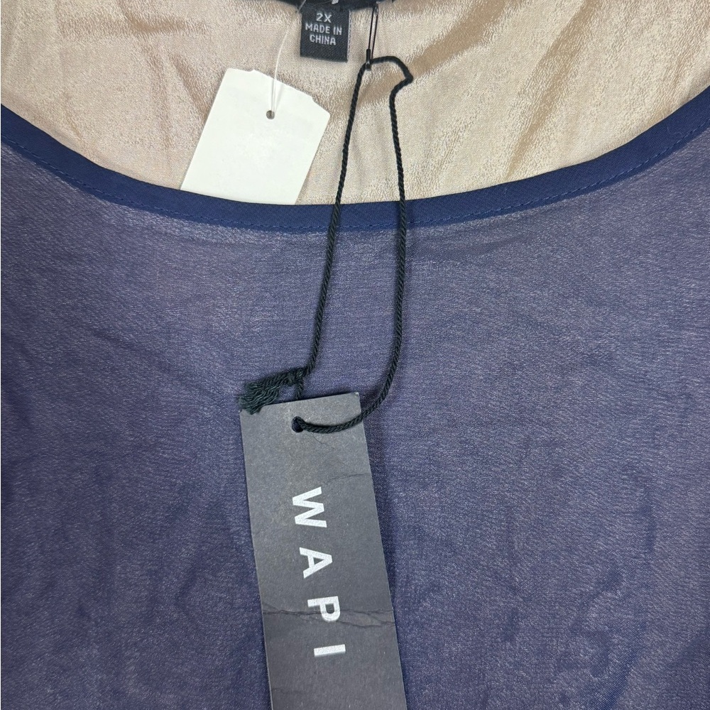 Wapi Plus Colorblock Sheer Layered Blouse - Picture 2 of 5